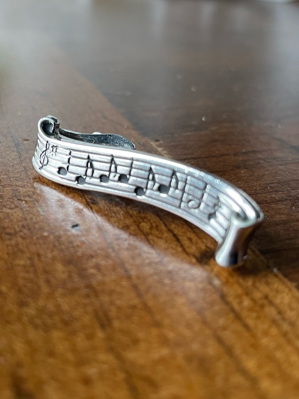 SWANK Musical Notes Silver Tie clip - Sheet Music Design